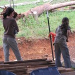 Mikah and Haniya extracted the t-posts of the pole barn fencing.