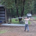 Jeff carried the panels we took down into storage.