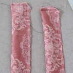 Fold each tie in half, right sides together, stitch 1/4" seam along long edge and one short edge