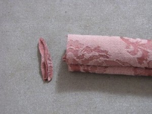 Turn ties to right side, clip off sewn short end