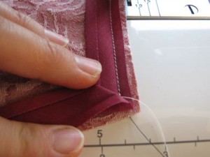 Fold bias tape down to make a right angle