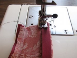 Stitch bias tape to wrong side of entire apron