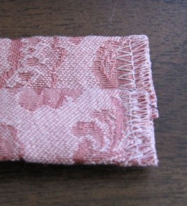 Zig zag remaining raw edge of each tie